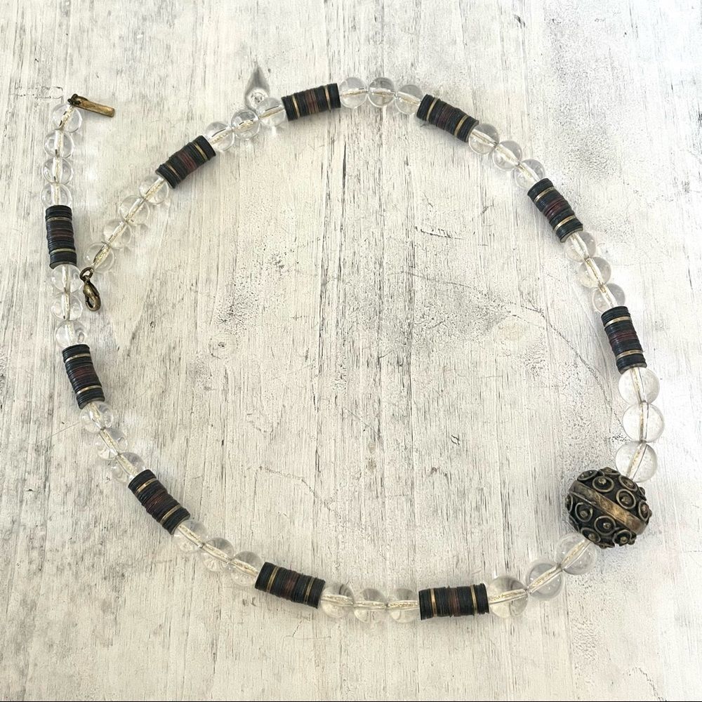 JewelMint long clear beaded necklace